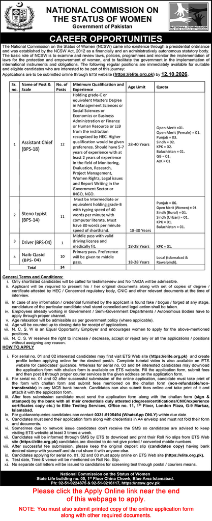 NCSW Jobs 2026 Apply Online – 34 Vacancies | Govt Jobs 2026! 1000360584